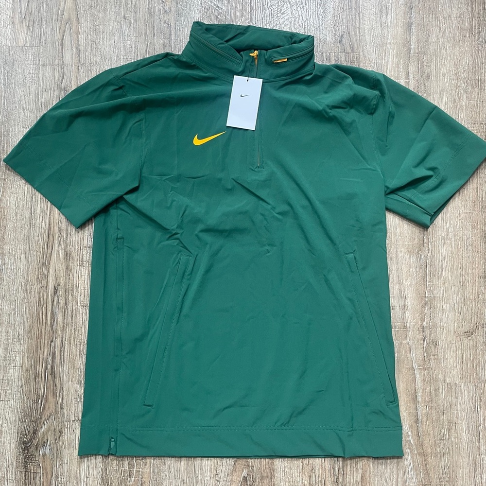 Nike Hooded SS Sideline Coach’s Football Jacket Green Gold Mens Med FJ9548-341